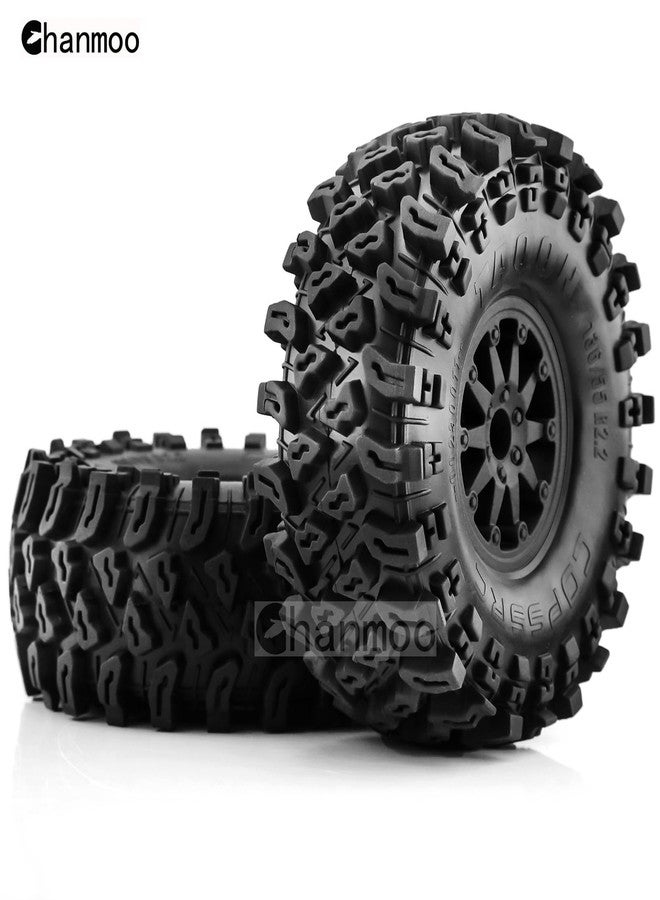 Chanmoo 2.2 RC Crawler Tires and Wheels Beadlock Rims 1/10 RC Rubber Slingers Grappler Mud Tyres OD 136mm for 1:10 Rock Crawler Car Axial SCX10 90047 D90 TF2 Tamiya CC01 Traxxas TRX4 RGT 4PCS (Black) - Image 3